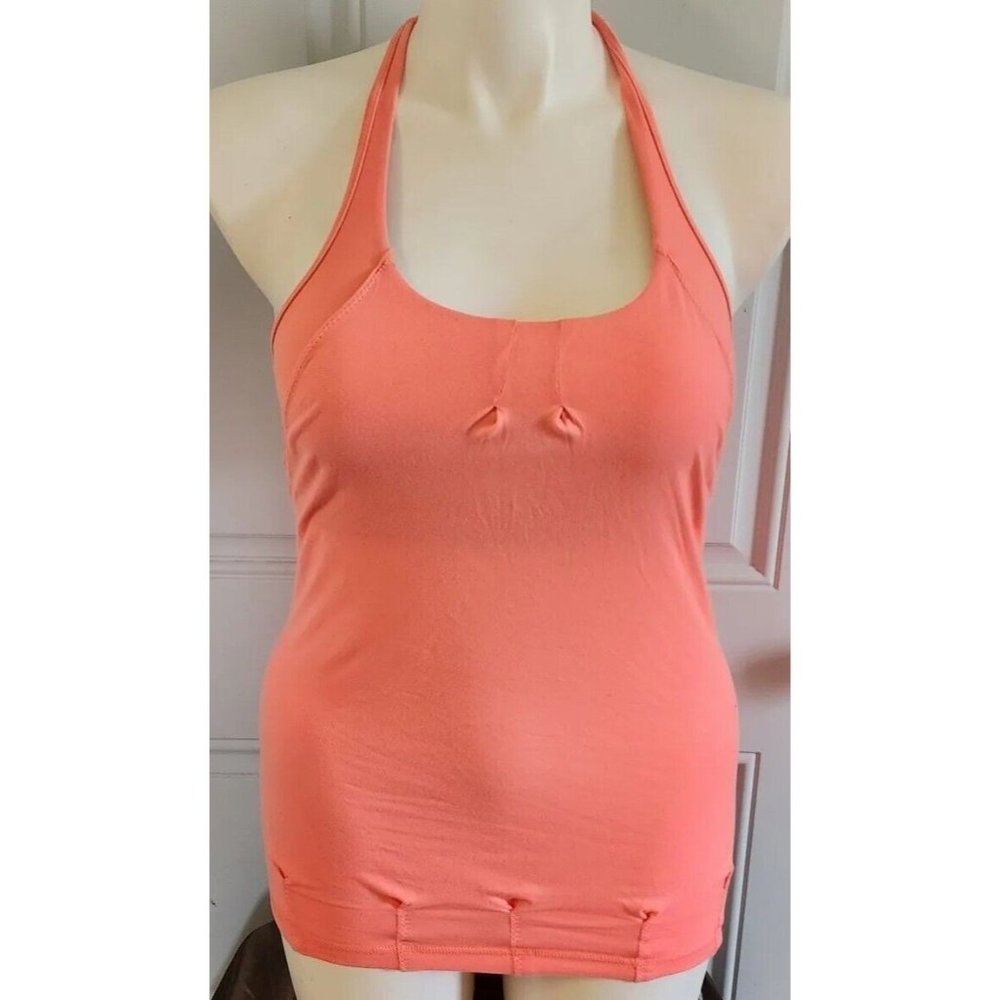 Lululemon Womens Sports Bra Built In Tank Top Overlay Pleated Work Out Pink Sz 6